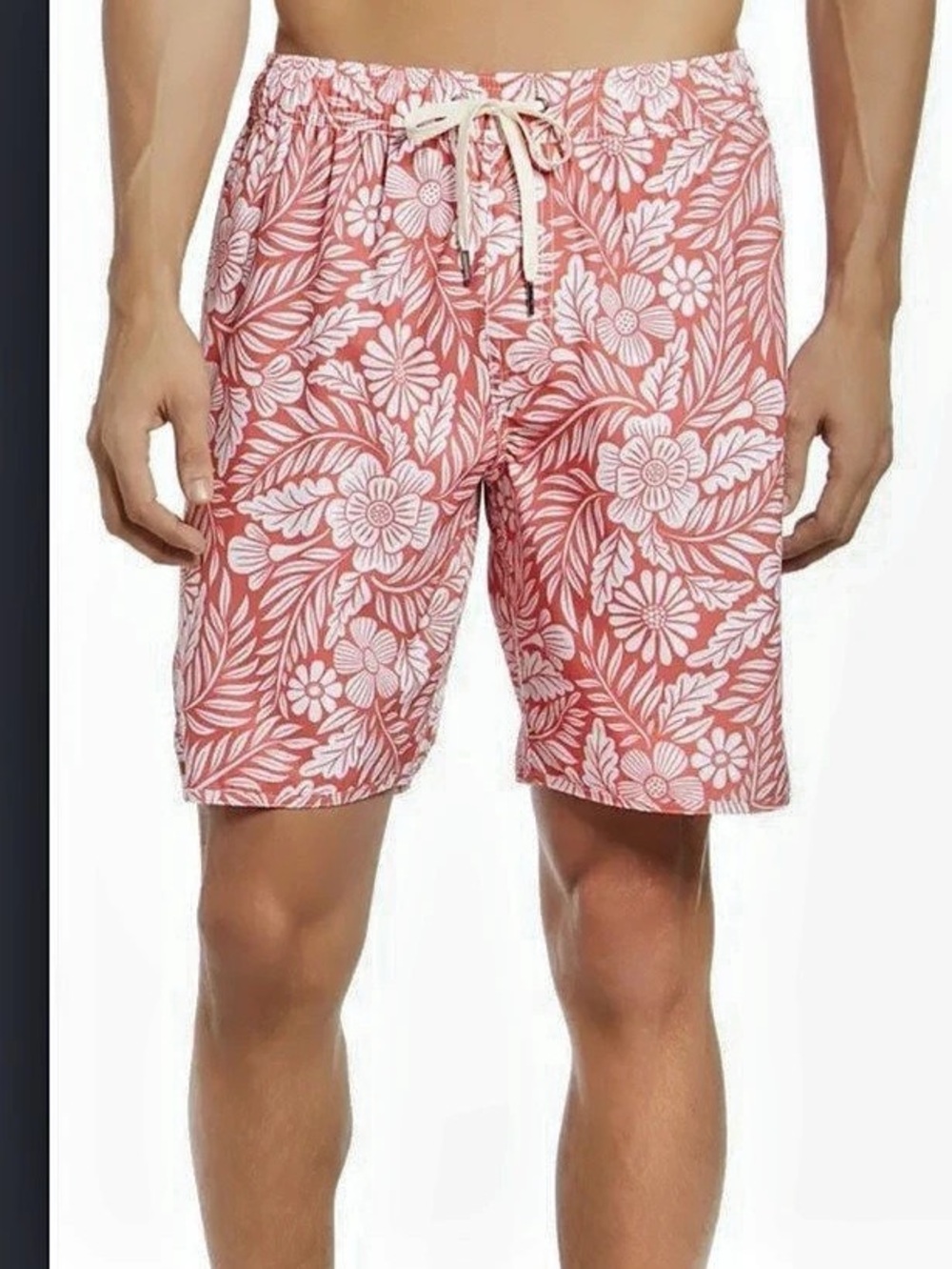 Fair Harbor The Bayberry Trunk Men's Floral Swim Trunks Red & White